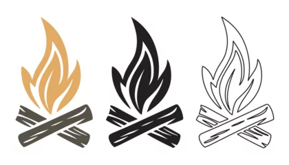 Foto op Canvas Colorful fire icon set. Fire flame symbol. Bonfire logotype vector illustration. © Umairzia