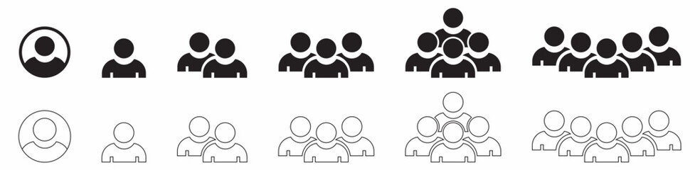 People group icon set. Team people. Group of people or group of users collection isolated on white background.