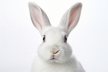Obraz premium Florida White Rabbit close-up portrait on a white background.