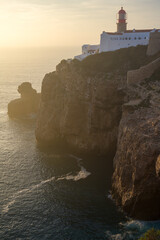 Farol do Cabo de São Vicente, latarnia morska. Sagres Portugalia. Widok z góy. © Robert
