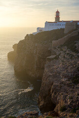 Farol do Cabo de São Vicente, latarnia morska. Sagres Portugalia. Widok z góy. © Robert