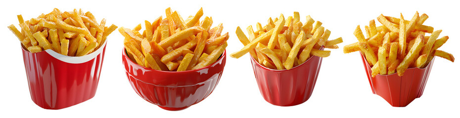 Fried Potato French Fries Set in Stylish Red Packaging