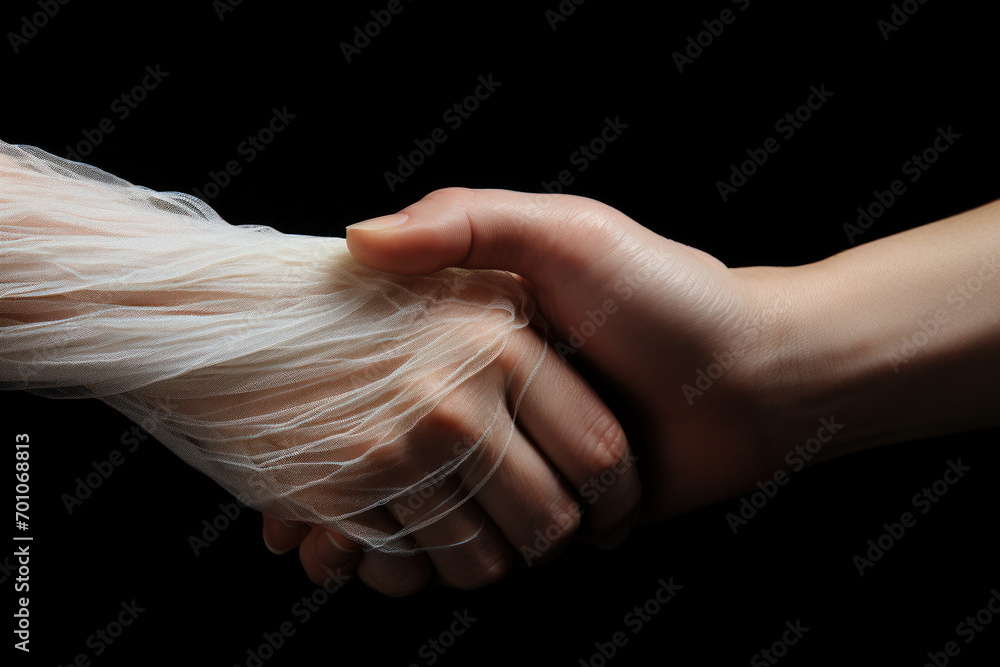 Poster a pair of intertwined hands, fingers delicately weaving together in a gesture of unspoken understand