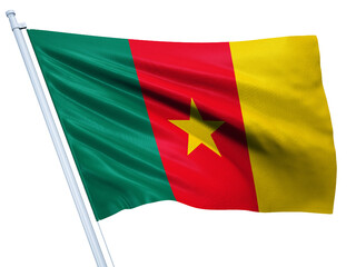 Cameroon national flag on white background.