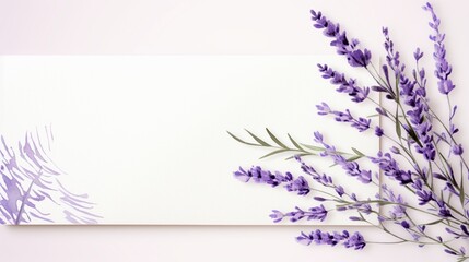 Fototapeta na wymiar A sophisticated lavender invitation card perfectly isolated on a clean white background, the high-resolution image capturing its refined design and soft color.