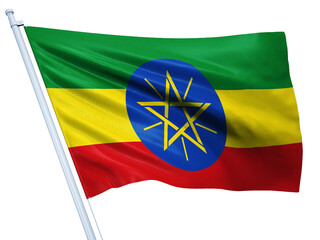 Ethiopia national flag on white background.