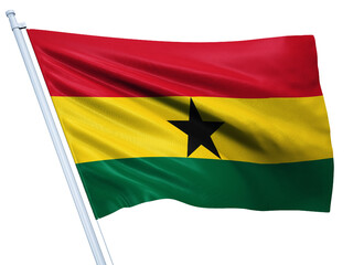 Ghana national flag on white background.