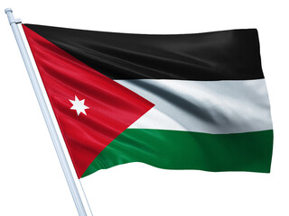 Jordan national flag on white background.