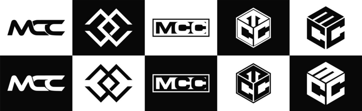 MCC logo. M C C design. White MCC letter. MCC, M C C letter logo design. Initial letter MCC  linked circle uppercase monogram logo. M C C letter logo vector design. MCC letter logo design five style.