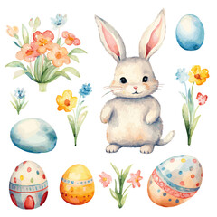 easter bunny and easter eggs Easter elements vectors