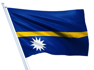 Nauru national flag on white background.