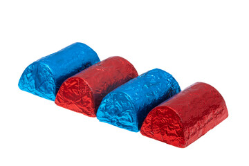 chocolate candies in foil isolated