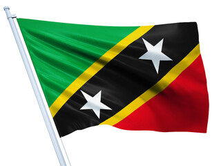 Saint Kitts and Nevis national flag on white background.