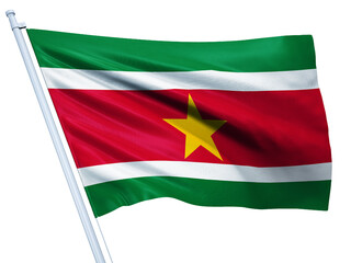 Suriname national flag on white background.