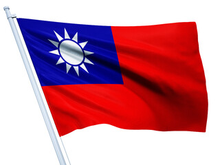 Taiwan national flag on white background.