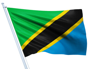 Tanzania national flag on white background.