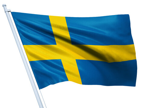 Sweden national flag on white background.