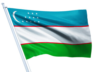 Uzbekistan national flag on white background.