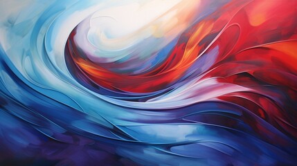 a visually dynamic composition where bold red and deep blue hues blend together in a whirlwind of colors, creating an energetic and calming background that exudes passion and relaxation. - obrazy, fototapety, plakaty