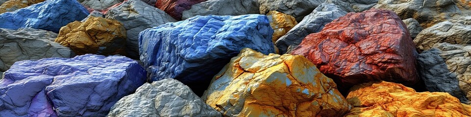 Textured Multicolored Gemstones Panoramic Art Print