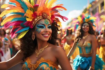Obraz premium Woman in costume at Brazilian carnival 
