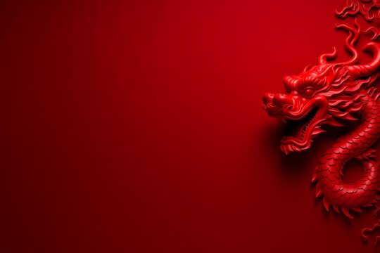 Chinese red dragon on red backdrop as a symbol of Chinese New Year