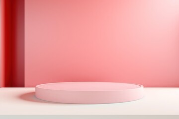 Elegant Pink Podium Display for Cosmetic Presentation