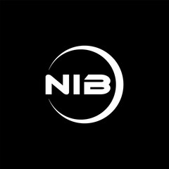 NIB letter logo design with black background in illustrator, cube logo, vector logo, modern alphabet font overlap style. calligraphy designs for logo, Poster, Invitation, etc. - obrazy, fototapety, plakaty