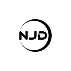 NJD letter logo design with white background in illustrator, cube logo, vector logo, modern alphabet font overlap style. calligraphy designs for logo, Poster, Invitation, etc.