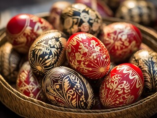 Traditional Folk Art Easter Eggs on Display