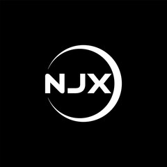 NJX letter logo design with black background in illustrator, cube logo, vector logo, modern alphabet font overlap style. calligraphy designs for logo, Poster, Invitation, etc.