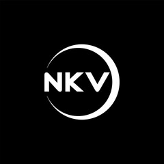 NKV letter logo design with black background in illustrator, cube logo, vector logo, modern alphabet font overlap style. calligraphy designs for logo, Poster, Invitation, etc.
