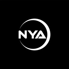 NYA letter logo design with black background in illustrator, cube logo, vector logo, modern alphabet font overlap style. calligraphy designs for logo, Poster, Invitation, etc.