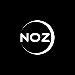 NOZ letter logo design with black background in illustrator, cube logo, vector logo, modern alphabet font overlap style. calligraphy designs for logo, Poster, Invitation, etc.