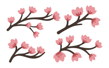 Abstract cherry blossom flowers vector clipart.