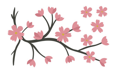 Abstract cherry blossom flowers vector clipart.