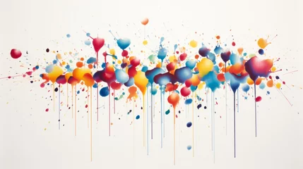 Papier Peint photo Lavable Papillons en grunge an isolated explosion of colorful dots in various sizes on a clean white background, capturing the energetic and spontaneous essence of this lively dotted art piece.