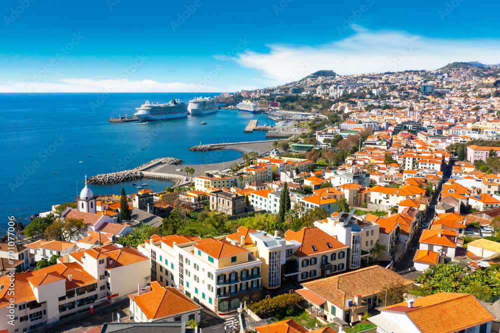 Wall mural Panoramic view of the capital of Madeira island Funchal, Portugal 