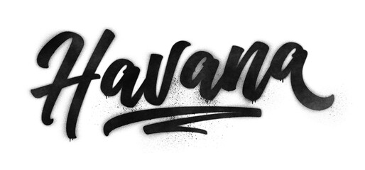 Havana city name written in graffiti-style brush script lettering with spray paint effect isolated on transparent background