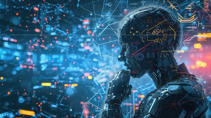 Obraz na płótnie Canvas Illustration of artificial intelligence and humans
