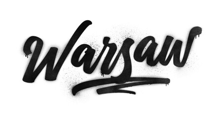 Warsaw city name written in graffiti-style brush script lettering with spray paint effect isolated on transparent background © HTGanzo