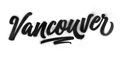 Vancouver city name written in graffiti-style brush script lettering with spray paint effect isolated on transparent background