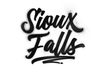 Sioux Falls city name written in graffiti-style brush script lettering with spray paint effect isolated on transparent background