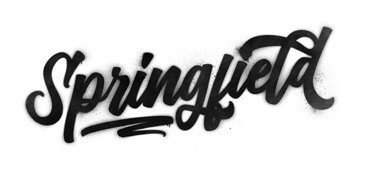 Obraz premium Springfield city name written in graffiti-style brush script lettering with spray paint effect isolated on transparent background