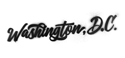 Washington, D.C. city name written in graffiti-style brush script lettering with spray paint effect isolated on transparent background © HTGanzo