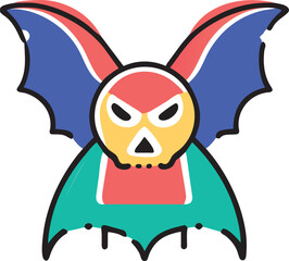 a lively design with dancing skeletons and bats, icon doodle offset fill