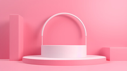3D rendering minimalist background product booth, podium, stage, product commercial photography background, cosmetics booth