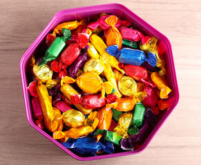 Quality street gift box of chocolate candies.