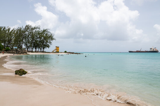 Miami Beach (Enterprise), Barbados, 08.18.2023: view of the tropical beach along the caribbean coast.