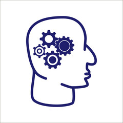 Thinking disorder, attention deficit, concentration, borderline personality disorder, clinical psychology, neuroanatomy, cognitive neuroscience, mindset neuro logo vector icon, flat illustration.